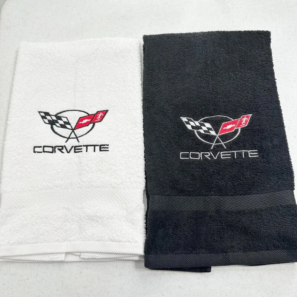 Chevy Corvette Towels Embroidered Hand Towel Set C5 C6 Vette Bathroom Home Decor